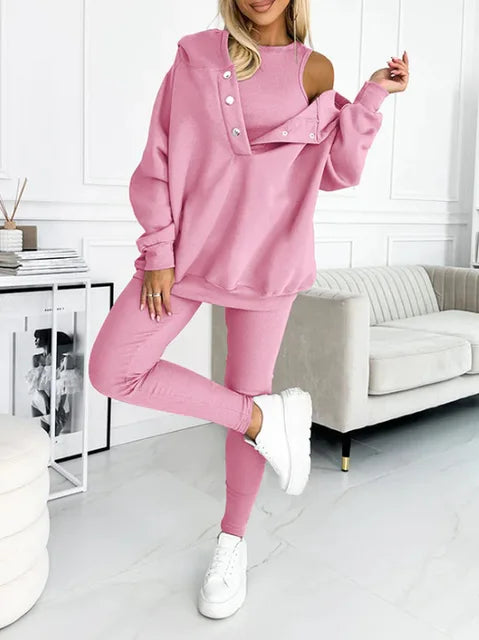 BEAUTY COMFORT™ | Top 2 pezzi felpa con cappuccio e leggins da donna